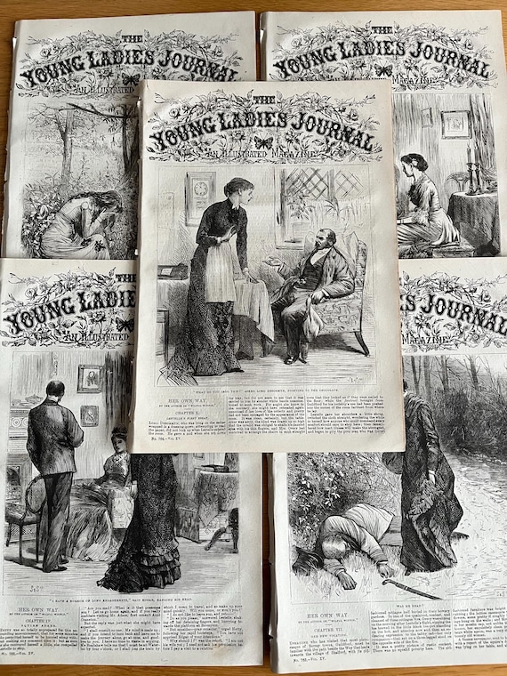 Collection Of Vintage Victorian The Young Ladies journals With Illustrations 1870s.