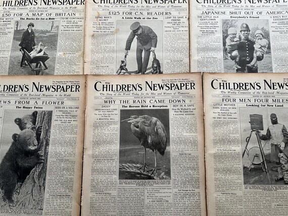 1924 Vintage The Children’s Newspaper Collection, 6 x Editions.