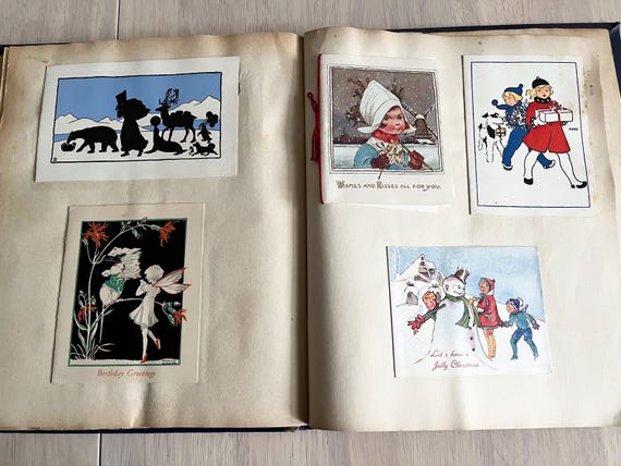 Vintage Scrap Album Full Of Old Cards & Cuttings.