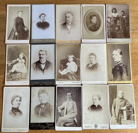 15 Vintage Victorian Carte De Visite Photograph Cards.