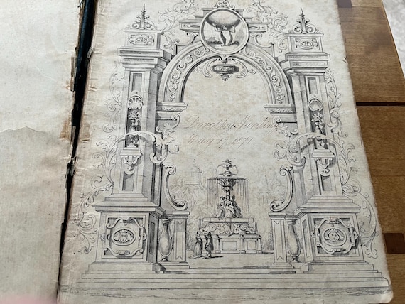 Vintage 1871 Victorian Handwritten School Exercise Book.