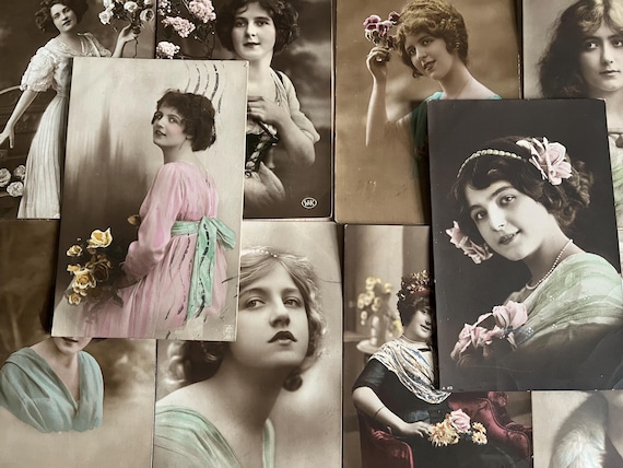 Collection Of Glamorous Ladies Early Postcards.
