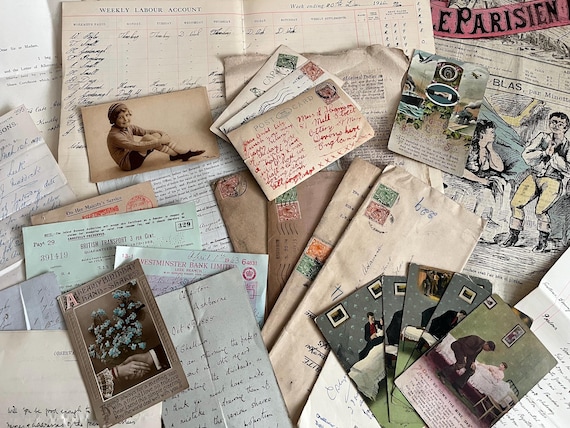 Vintage Ephemera Collection, Letters, Documents, Postcards, Clear Out.
