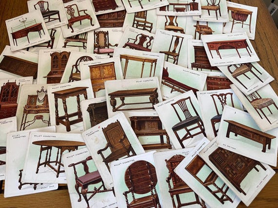 Vintage 1920s Will’s Old Furniture Series Larger Cards Collection Ideal For Craft Use.