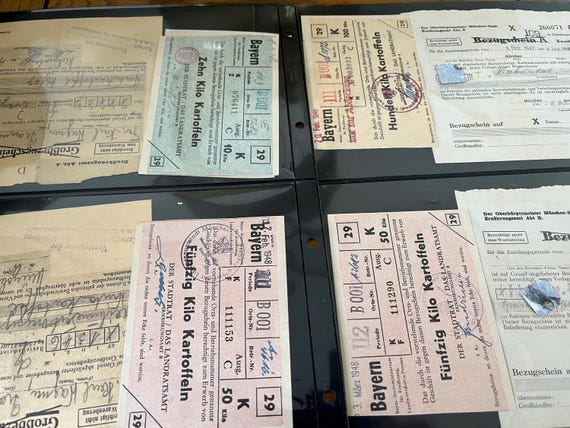 Vintage German Food Vouchers Collection 1948.
