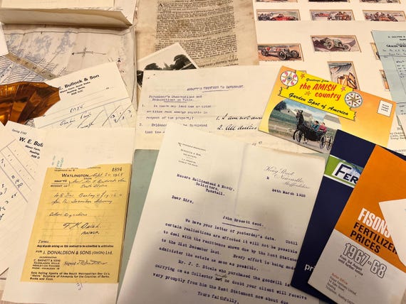 Vintage Ephemera Collection, Various Items, Invoices, Cigarette Cards Framed, Cear Out.