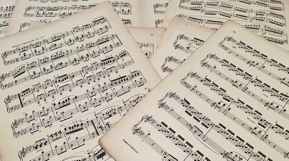 20 x Pages Of Vintage Music Score.