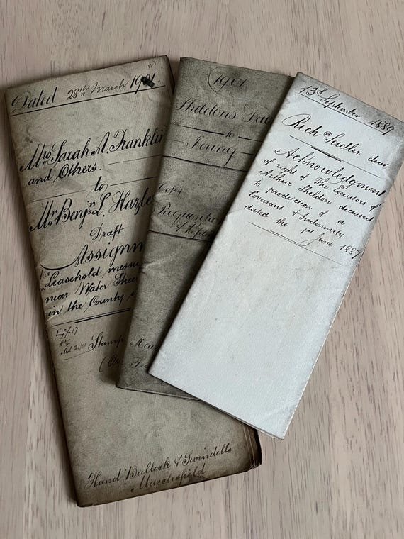 Vintage Victorian Multipaged Handwritten Documents, Vault Clear Out.