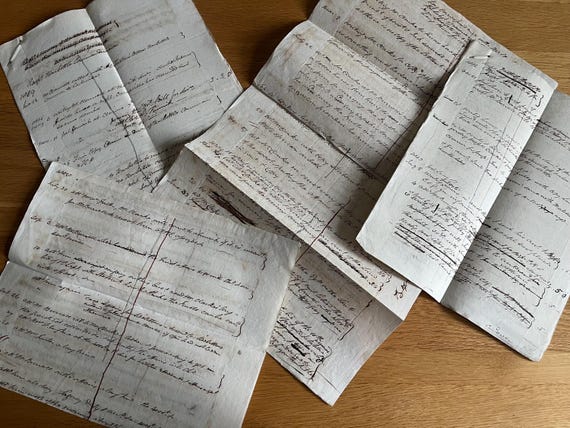 Collection Of Early 1800s Handwritten Documents In Need Of Research.