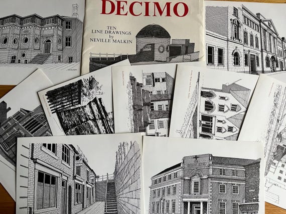DECIMO Ten Line Drawings By Neville Malkin.