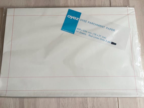 Large Pack Of Vintage Parchment Paper 24 Sheets Of Double Paged With Red Lines, Ideal For Craft Use.