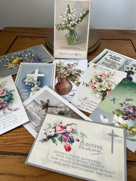 Collection Of Vintage Easter Floral Postcards.