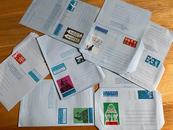 Collection Of Vintage Unused Vintage Christmas Themed Air Mail Letters.