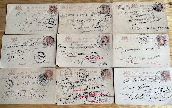 Vintage Victorian Letter Postcards From India Collection, Postal History.