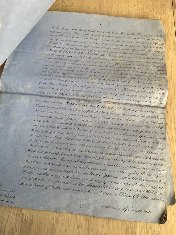 1859 Large Last Will And Testament Handwritten 6 Paged Victorian Document.