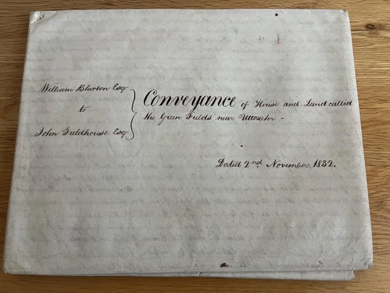Vintage Large 1832 Handwritten Conveyance.