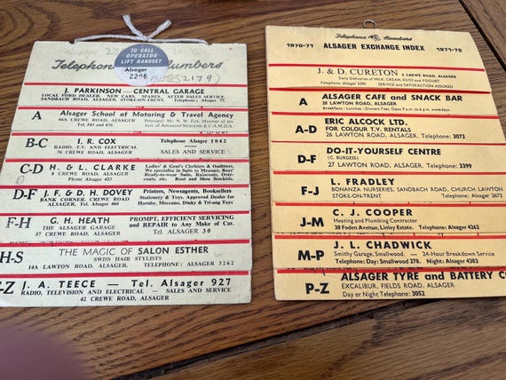 Vintage Advertising Telephone Index’s.