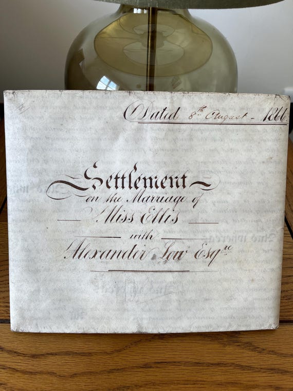 Large 1866 Victorian Indenture Multipages Settlement Of Marriage.