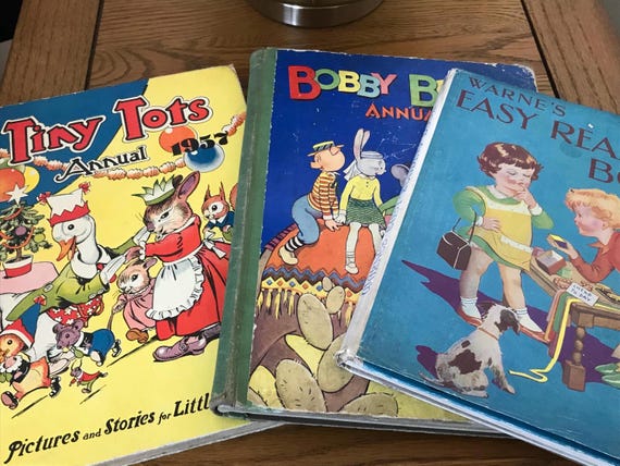 Vintage Childrens Annuals Collection, Bobby Bear’s Warner’s Easy Reading, Tiny Tots 1957.