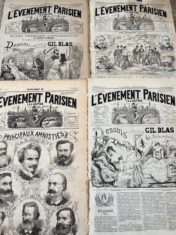 1880 French Rare L’ Evenment Parisian Publications x 4.