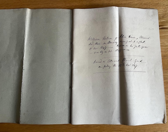 Vintage 1847 Accounts Book Belonging To William Nelson Of Alnwick Who Died That Year, 24 x 19cm About Half The Book Has Entries.