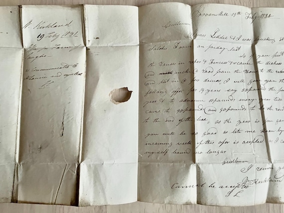 Vintage 1831 Letter, Postal History.