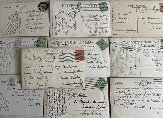 Vintage Stamped Postcard Collection,