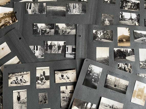 Collection Of Double Sided 1920s Photograph Album Pages With Approx 100 old Photographs.