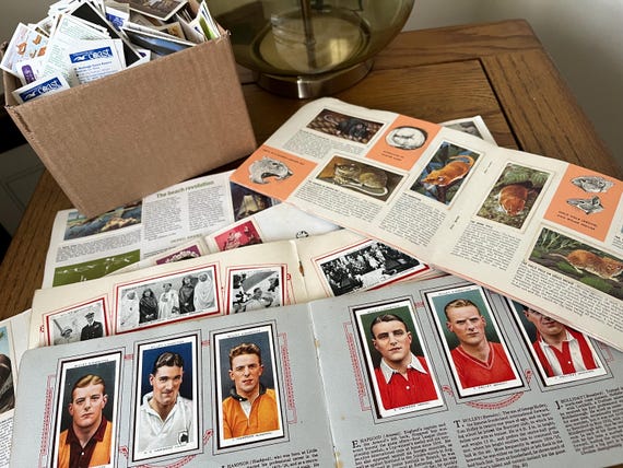 Collection Of Old Cigarette & Tea Cards, Albums And Box Of Loose Cards.
