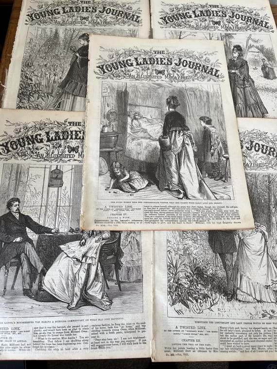 Collection Of 5 Vintage 1870’s The Young Ladies Journal Victorian Publication.