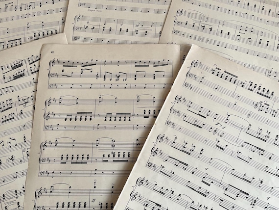 Vintage Music Score Sheets x 20 Ideal For Craft Use.