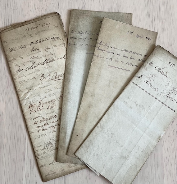 Vintage 1830s Letters Documents, Original Old Handwritten Letters And Documents Collection.