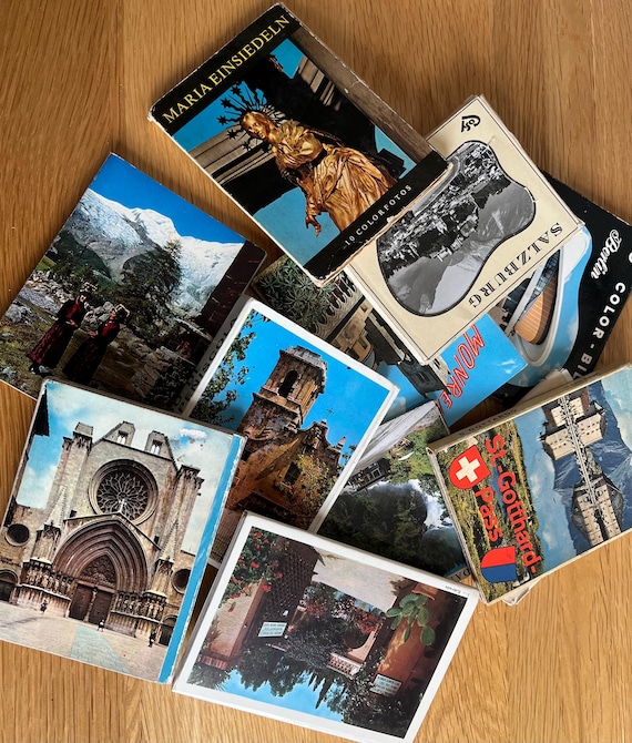 Collection Of Mini European Vintage Souvenir Postcard Packs.