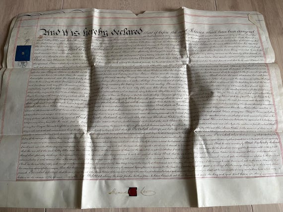 Large 1869 Double Paged Mortgage Indenture.