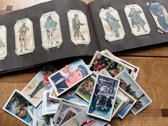 Vintage Cigarette Cards Album plus 100 Mixed Cigarette / Tea Cards.
