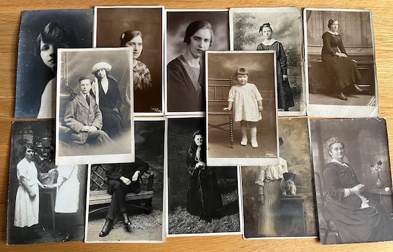 Collection Of 12 Original  Vintage People Themed Real Photo Postcards.