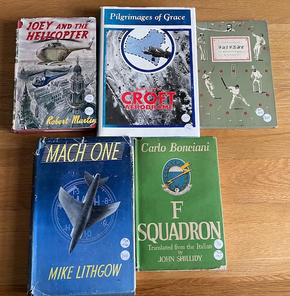 Collection Of 1st Edition Books, The Pictures Of Cricket,  Mach One, Joey And The Helicopter, F Squadron, Pilgrimages Of Grace.