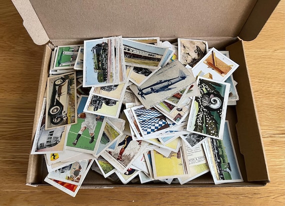 Box Of 300 Mixed Vintage Cigarette & Tea Cards.