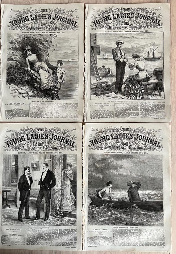 Vintage Collection Of Victorian The Young Ladies Journal Publications 1882 With Illustrations.