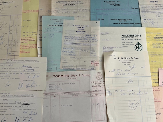 Vintage Invoice Collection, Wheat Grain Farming Theme.