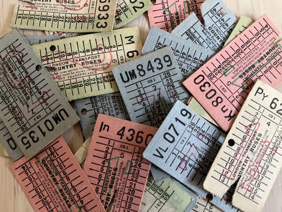 Vintage Original Transport Ticket Collection Ideal for Craft Use.