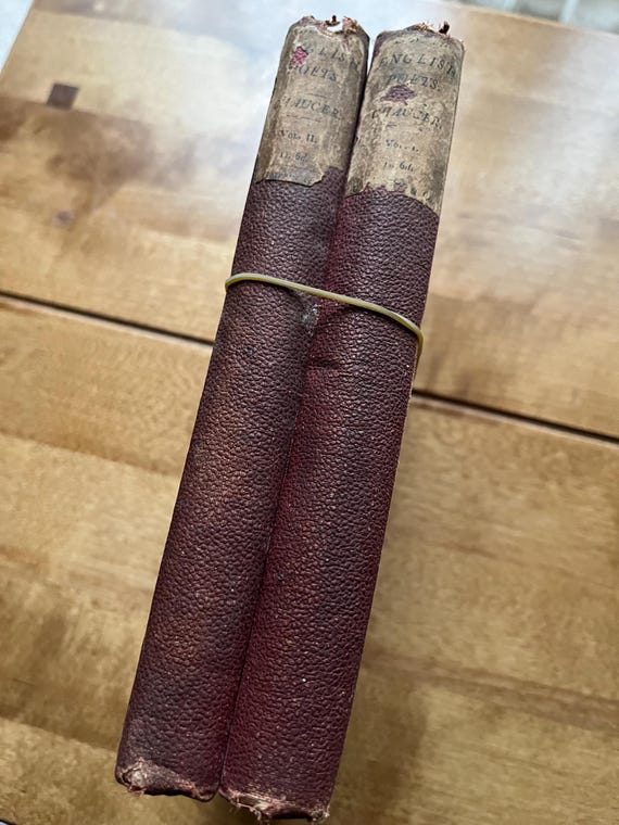 Set Of Vintage English Poets Chaucer Vol 1 And Vol 2 Books.