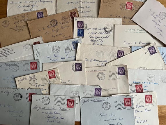 Collection Of 25 Vintage Stamped Used Envelopes Ideal For Craft Use.
