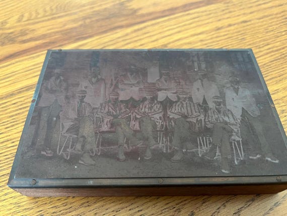 Vintage Printers Block With Cricket Team Subject.
