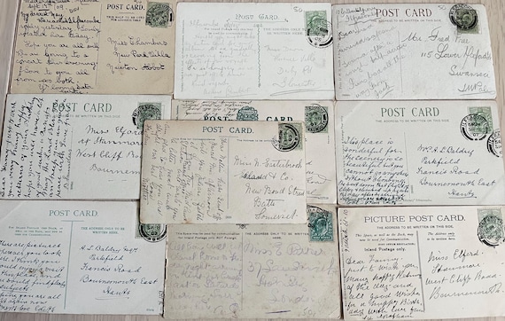 Collection Of 10 Vintage Pre 1910 Stamped Postcards.