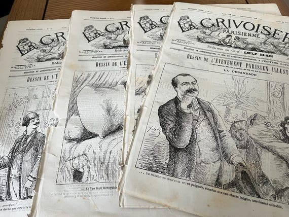 La Grivoiserie Parisienne 1880 Vintage French Magazine (Very Rare) 4 Issues.