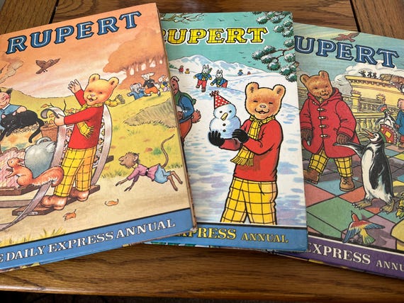 Vintage 1970’s Rupert Annuals 1974/77/78.