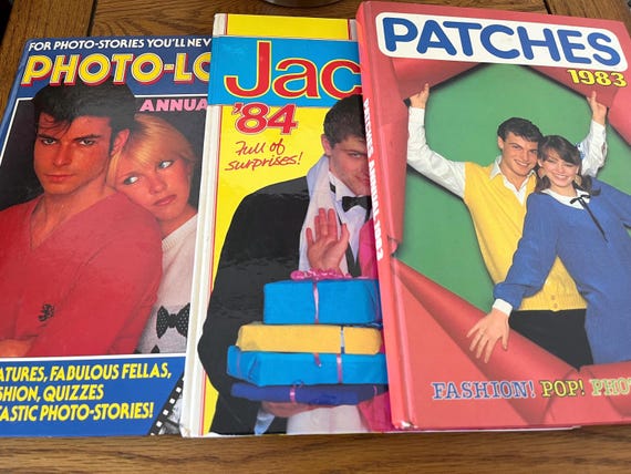 Vintage 1980’s Girls Annuals, Jackie 1984, Photo - Love 1983 & Patches 1983.