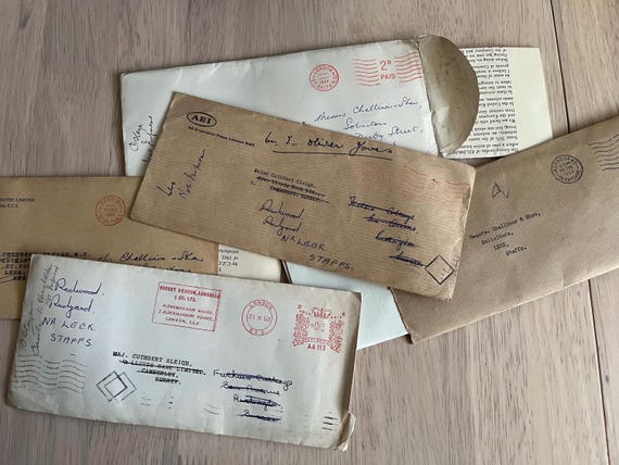 Vintage 1960s Envelopes With Contents Some Letters Unopened.