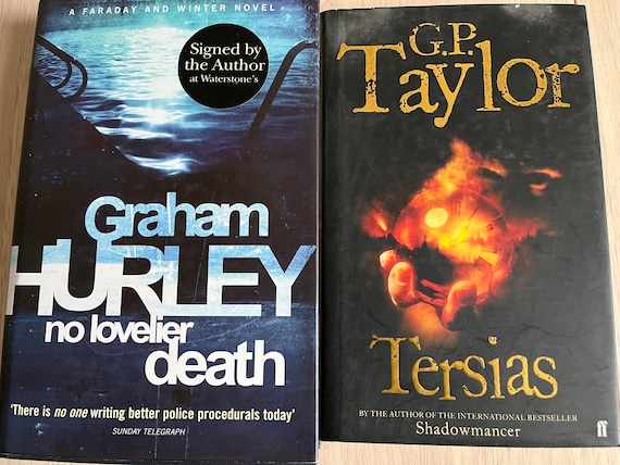 Author Signed First Edition Hardback Books, Tersias By GP Taylor And Graham Hurley No Lovelier Death.